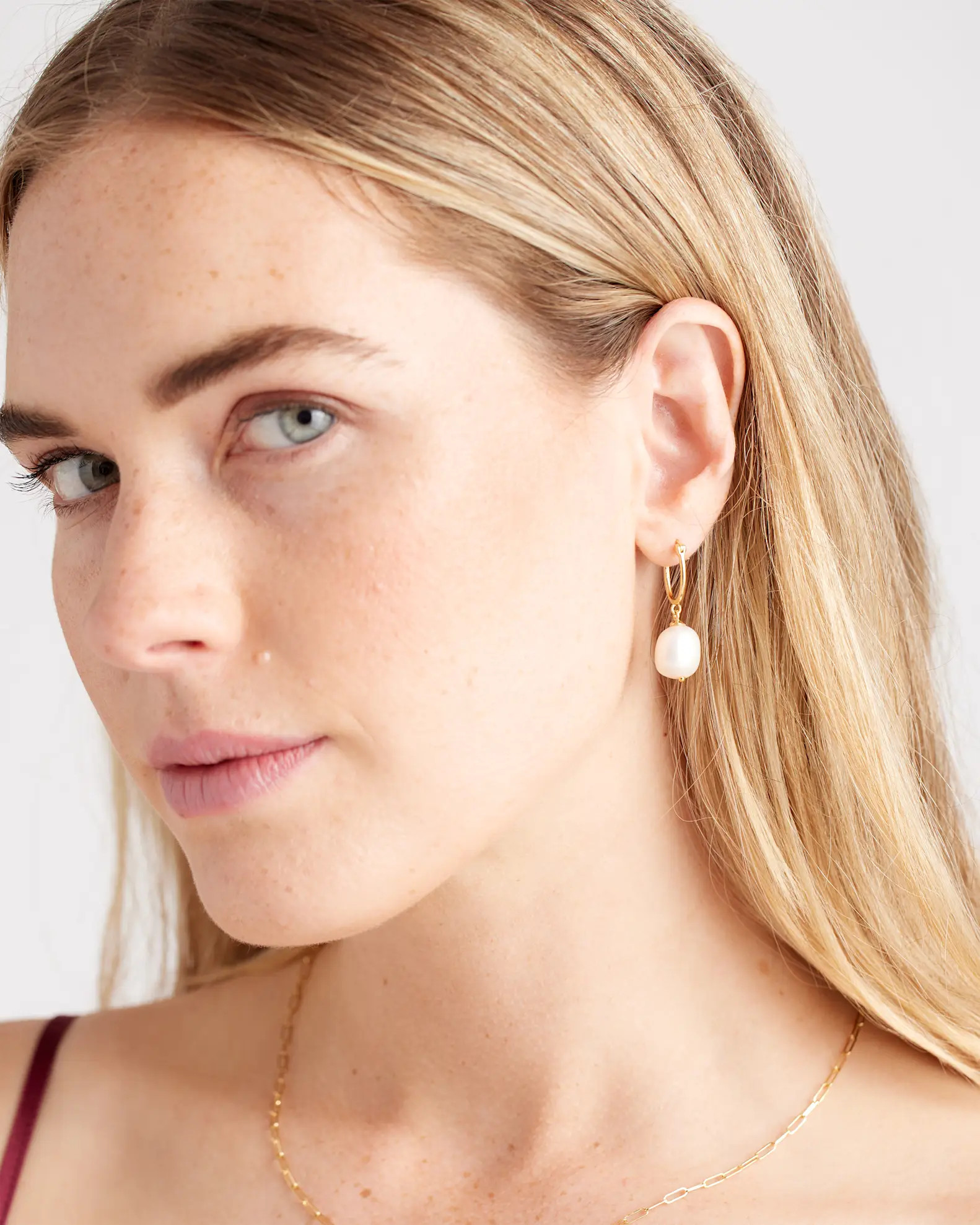 Organic Freshwater Cultured Pearl Hoops in Gold Vermeil | Quince