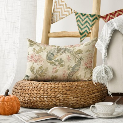 Chinoiserie Flowers Birds Fall Throw Pillow Cover, 12 x 20 Inch Cushion Case | Target