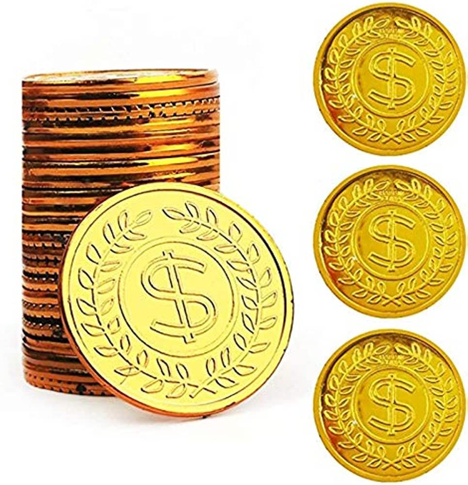 TCOTBE Pirate Gold Coins Plastic Set of 100,Play Gold Treasure Coins for Play Favor Party Supplie... | Amazon (US)