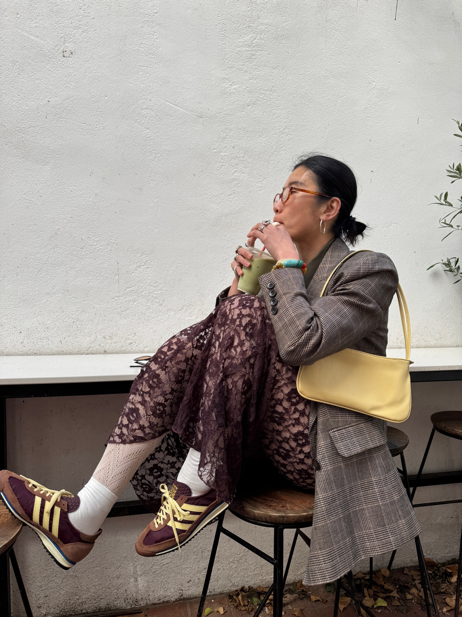 Adidas, asos, buttery yellow, burgundy, see through, lace skirt, lace, blazer, bow, socks, matcha, hoop earrings, spring colours

#LTKeurope #LTKspring #LTKstyletip