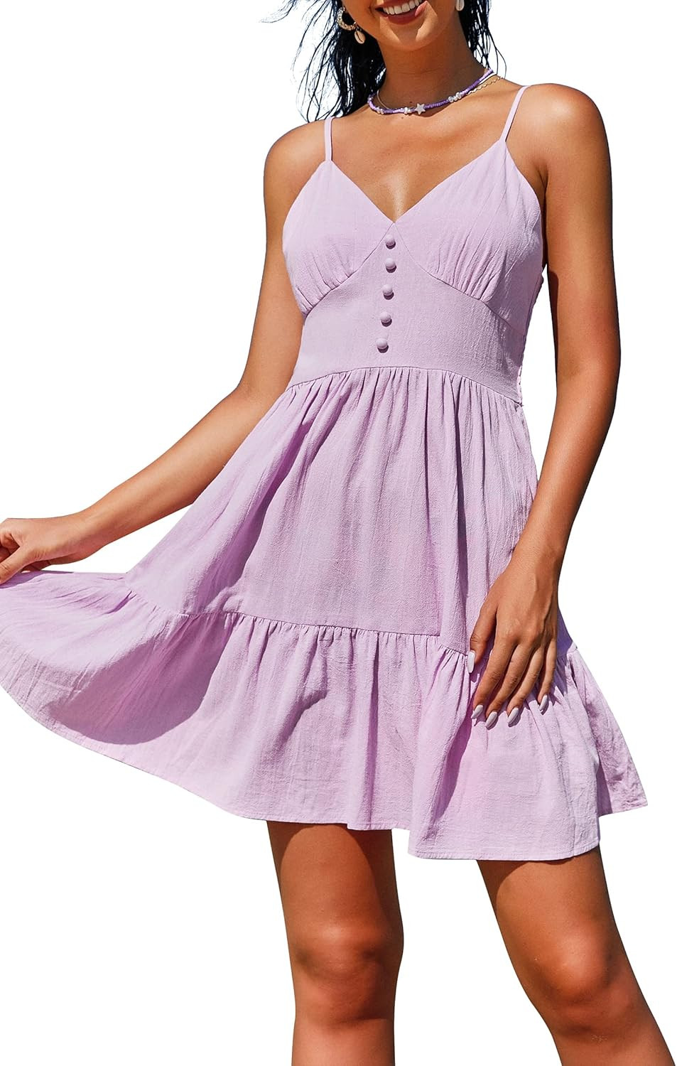 ZAFUL Women's Mini Dress Spaghetti Straps Sleeveless Beach Cami Dress | Amazon (US)