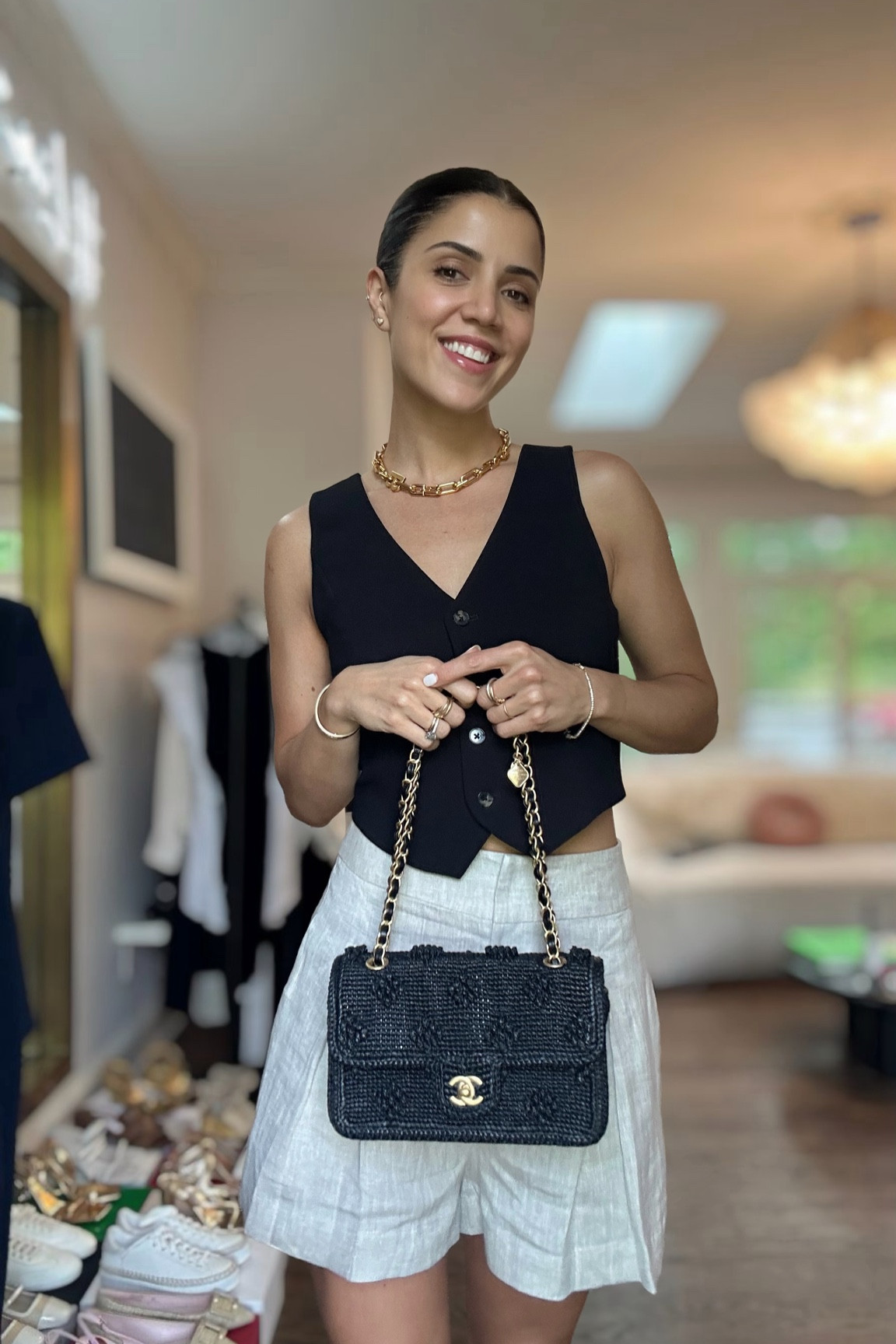 Sometimes it can be overwhelming to know what to wear to work in the summer. You still want to wear a blazer and look professional, but you don’t want to be dying of heat!!

This ITMFL blazer and JBQ short combo are the perfect match, and they weren’t even made for each other. I styled them with this Aritzia vest and super comfy Dolce Vita flats. Add on some chunky gold
Jewelry to give it a pop. 

I couldn’t find the exact blazer and shorts online, but I found some similar styles that will get you the overall look. I haven’t tried them so I’m not sure about quality and fit, but they look good from what I can tell. 

Follow me on Instagram and DM me to source you this bag. It’s stunning. 

#LTKStyleTip #LTKSeasonal #LTKWorkwear