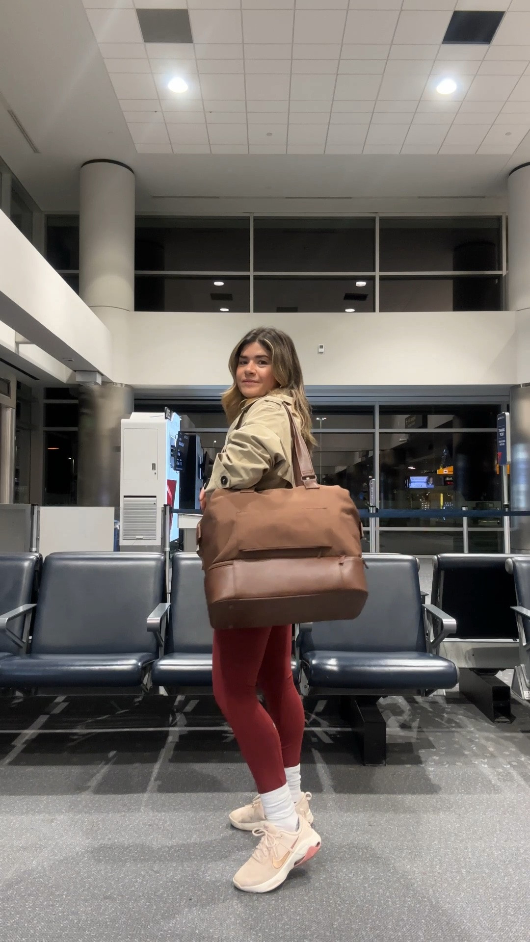 Headed to Houston for the weekend! 
This bag by Beis is truly the best! I love how spacious and amazing it is!!! 
Top and leggings size small
Trench coat size small

#LTKootd #LTKTravel #LTKSeasonal