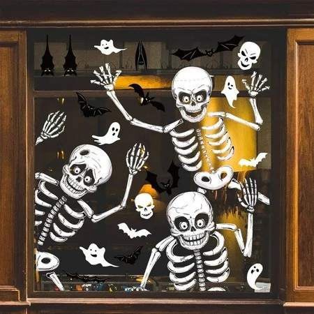 Ayieyill Halloween Window Clings for Spooky Halloween Window Decorations, Skeleton & Ghost Halloween Window Stickers | Walmart (US)
