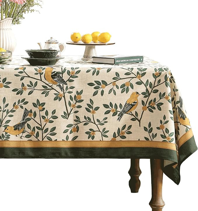 patdrea French Linen Tablecloth Soft Breathable Floral Table Cloth Kitchen Dining Tablecloth for ... | Amazon (US)