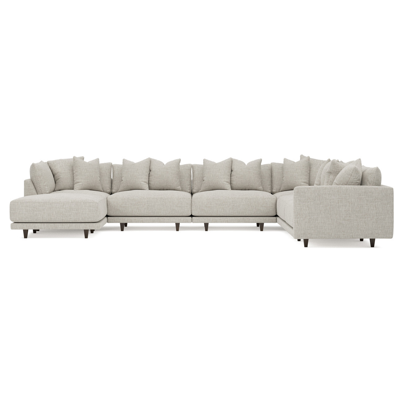 Toulouse Fog Modular 7-Piece Corner Sectional With Ottoman - Left End - 166 | Kathy Kuo Home