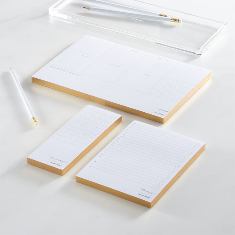 Russel + Hazel In Due Time Gold Notepad Set + Reviews | Crate & Barrel | Crate & Barrel