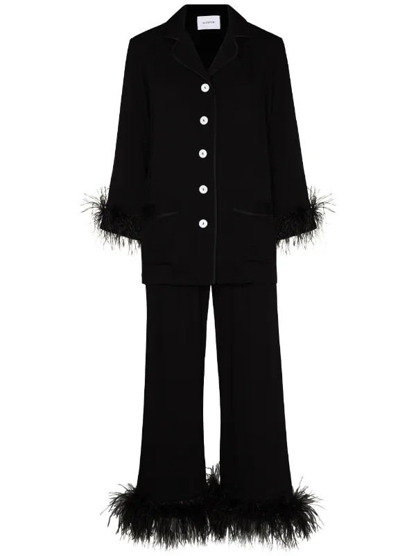 feather detail pajama set | Farfetch Global