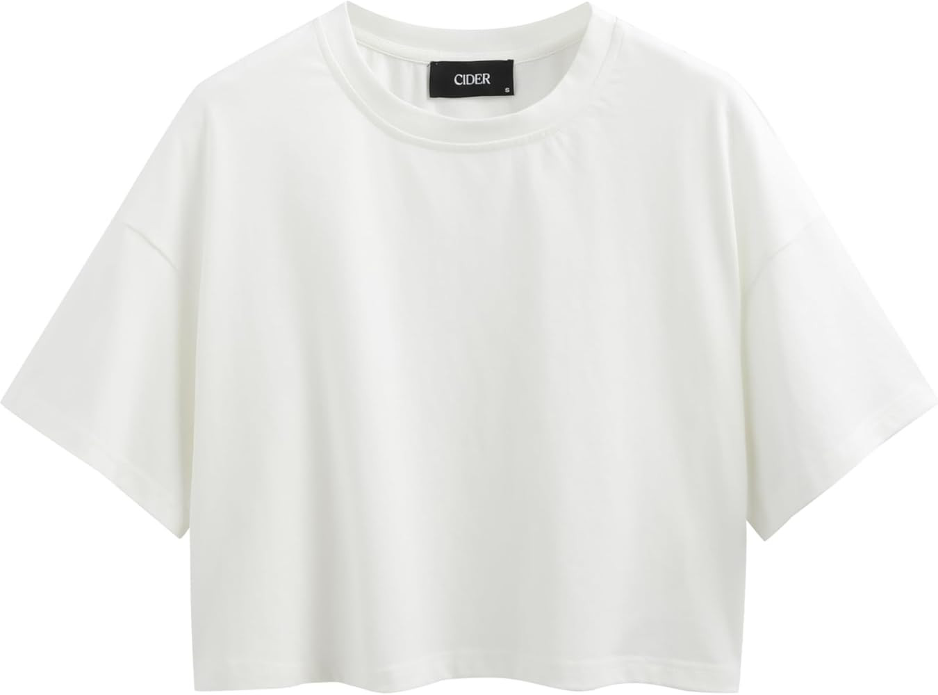 CIDER Round Neckline Oversized Crop Top | Amazon (US)