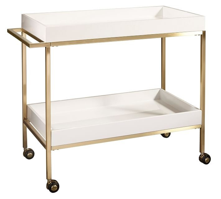 Goldonna 36" Bar Cart, White/Gold | Pottery Barn (US)
