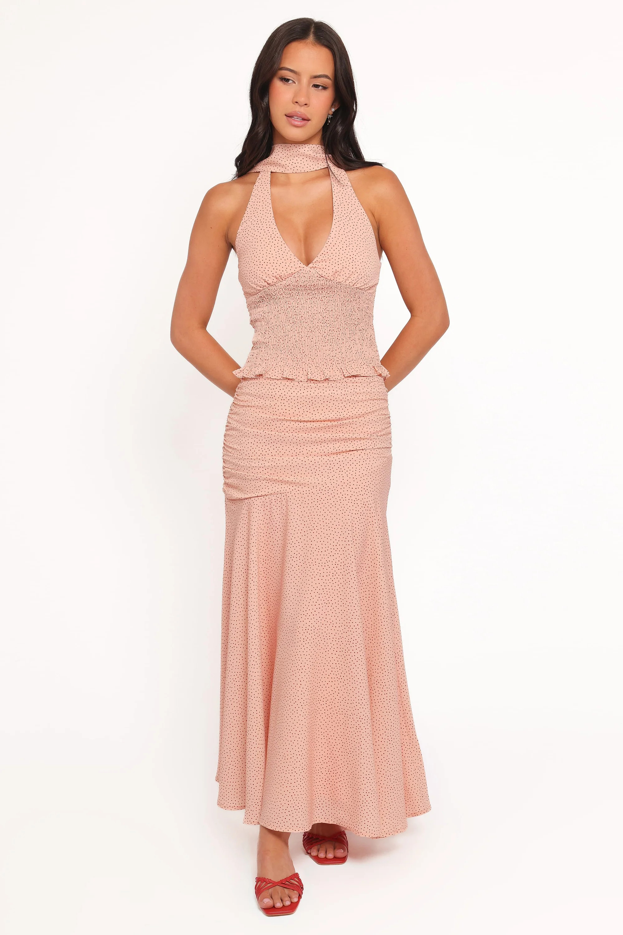 Lacy Maxi Skirt - Peach Polka Dot | Petal & Pup (US)