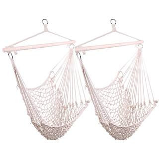 49.6 in. Portable Hammock Rope Chair Outdoor Hanging Air Swing in Beige (2-Pcs) | The Home Depot