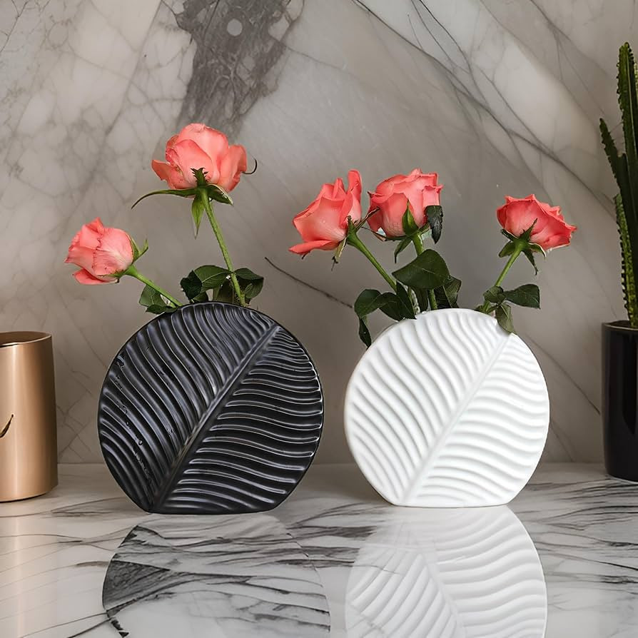Black and White Set 9 Inch - Contemporary Ceramic Vases for Stylish Décor | Amazon (US)