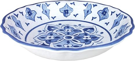 Le Cadeaux Moroccan Blue Melamine 13.75" Salad Bowl | Amazon (US)