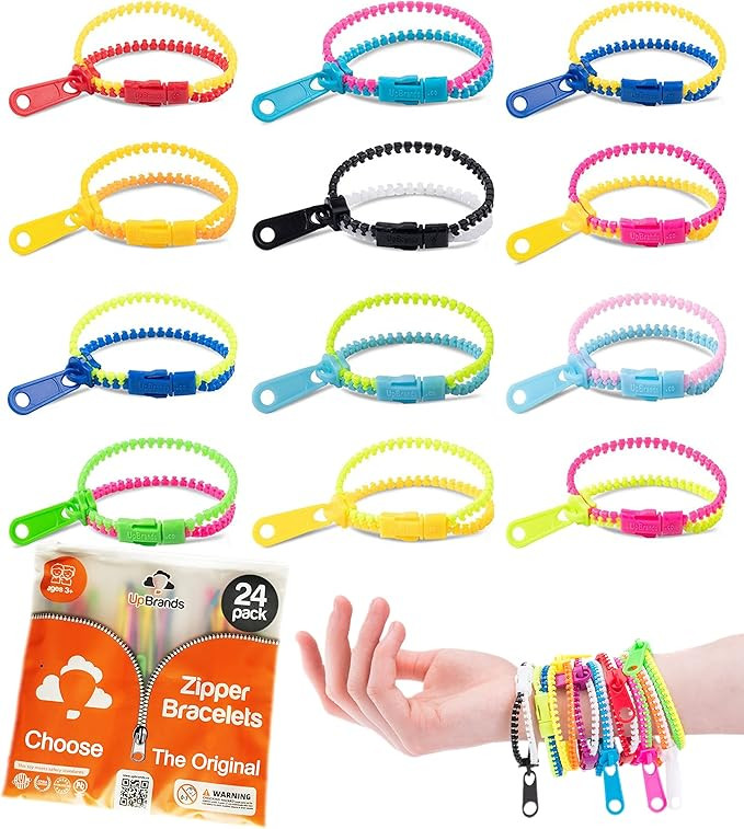 UpBrands 24 Fidget Toys Zipper Bracelets 7.5 Inches, Easter Basket Stuffers, Sensory Toys Bulk Se... | Amazon (US)