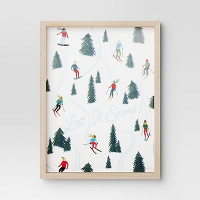 21"x16" Wood 'Let it Snow' Ski Slope Christmas Wall Art  - Wondershop™ | Target