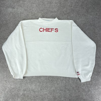 Vintage 90s Kansas City Chiefs Sz L Cream Crewneck Knit Sweater Embroidered Logo  | eBay | eBay US