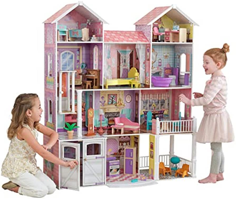 KidKraft Country Estate Wooden Dollhouse for 12-Inch Dolls with 31-Piece Accessories, Gift for Ages  | Amazon (US)