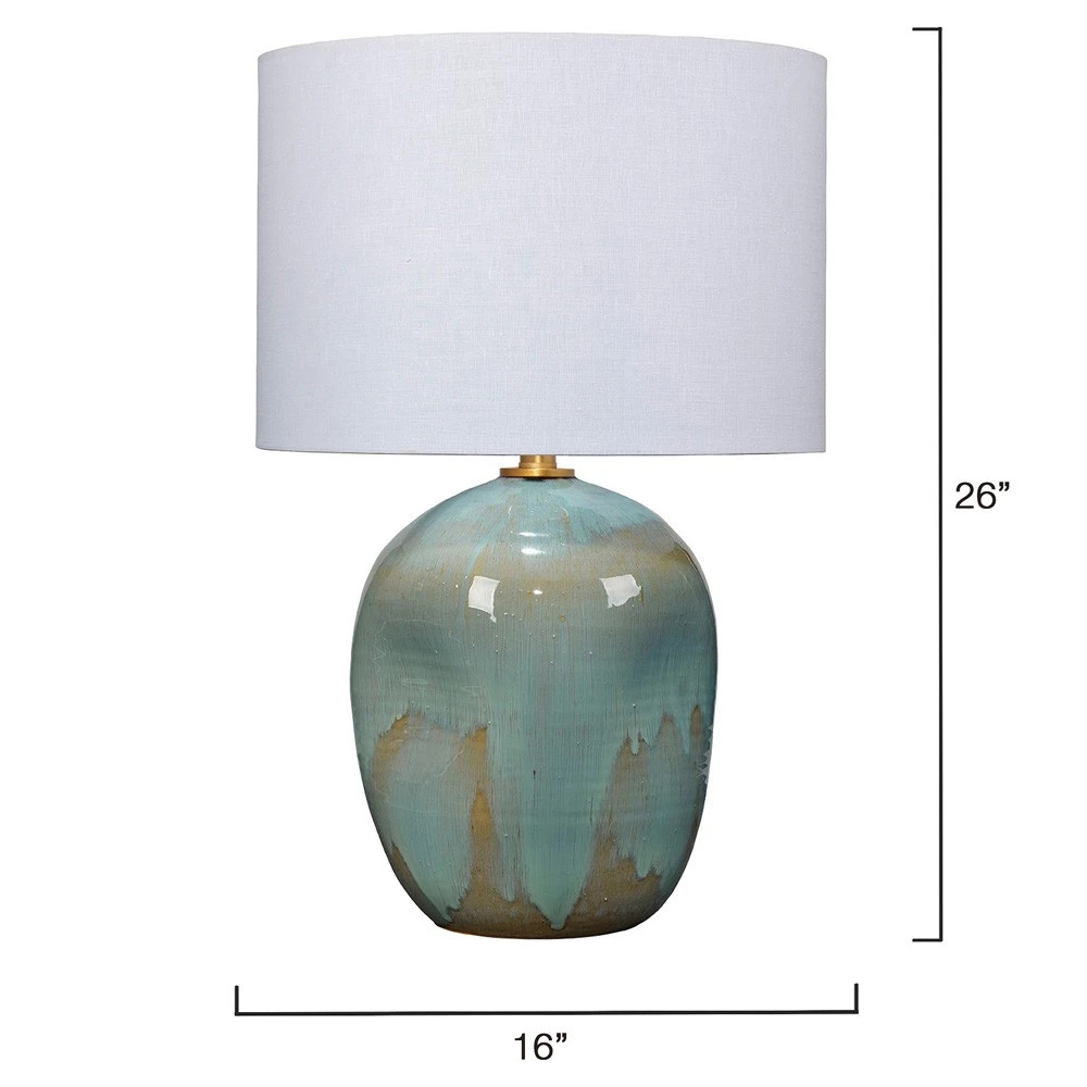 Tessa Coastal Blue Glazed Ceramic Table Lamp | Kathy Kuo Home