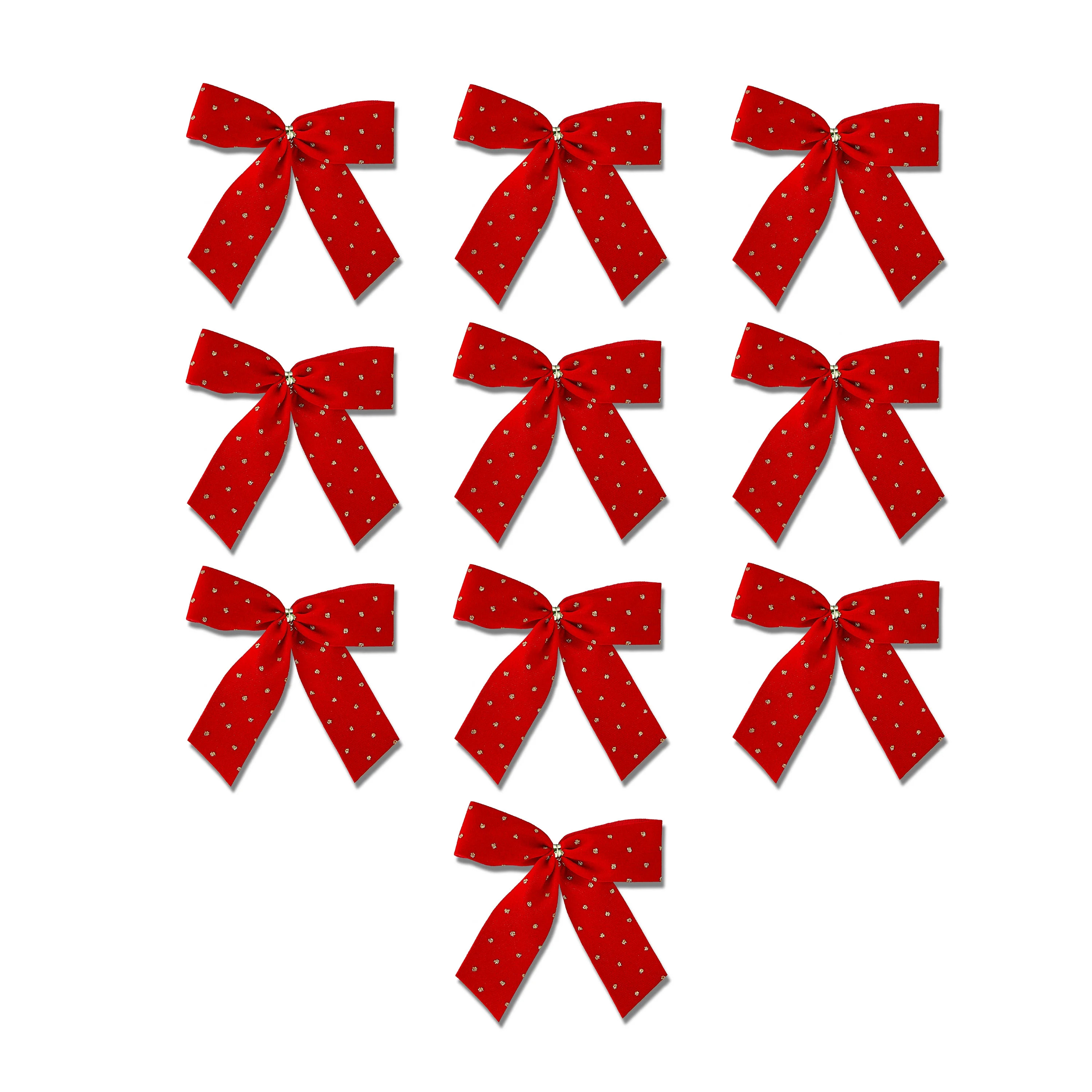 Red with Gold Dots Christmas Bows, 10 Count, by Holiday Time | Walmart (US)