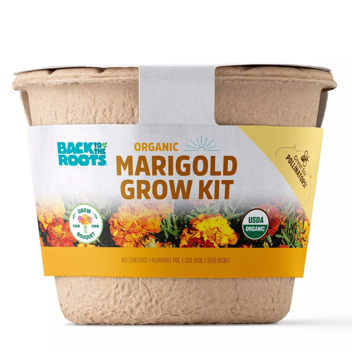 Back to the Roots Organic Marigold Flower Grow Kit with Plantable Starting Pot Soil and Seeds | Target