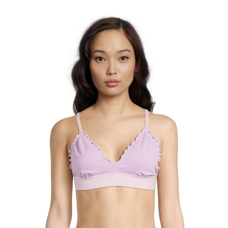 No Boundaries Juniors' Lettuce Edge Triangle Bralette, Sizes S-3XL | Walmart (US)