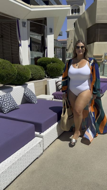 Perfect pool day outfit, what I wore in Vegas 🎰 wearing size 16 in swimsuit & 1X in coverup. Use CARALYN at Cakes Body. 

#LTKSwim #LTKMidsize #LTKParties