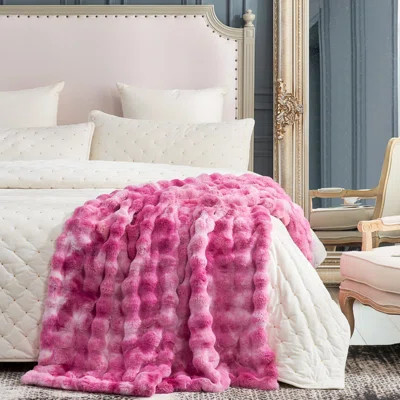 Soft Bubble Faux Fur Throw Blanket Luxury Plush Bedding Blankets for Couch, Bed, Gift | Wayfair North America