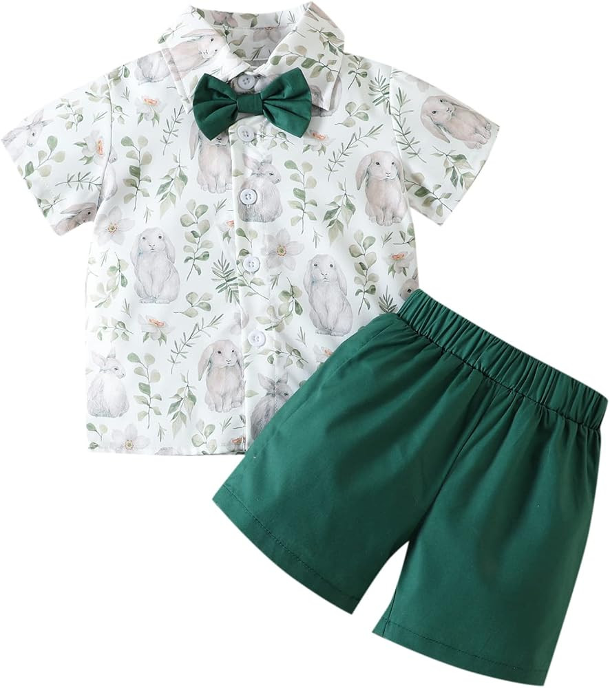 Adokioths Toddler Baby Boy Summer Outfit Shorts Sleeve Button Down Shirt Top Casual Shorts Suits ... | Amazon (US)
