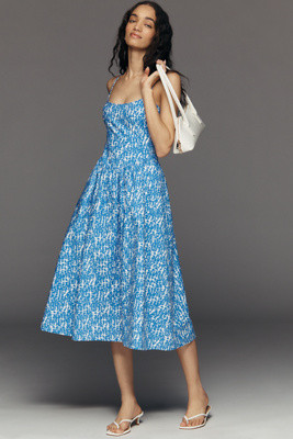100% Cotton Sleeveless Square Neck Midi Dress | Anthropologie (US)