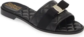 FERRAGAMO Vara Bow Quilted Slide Sandal in Mascarpone at Nordstrom, Size 7.5 | Nordstrom