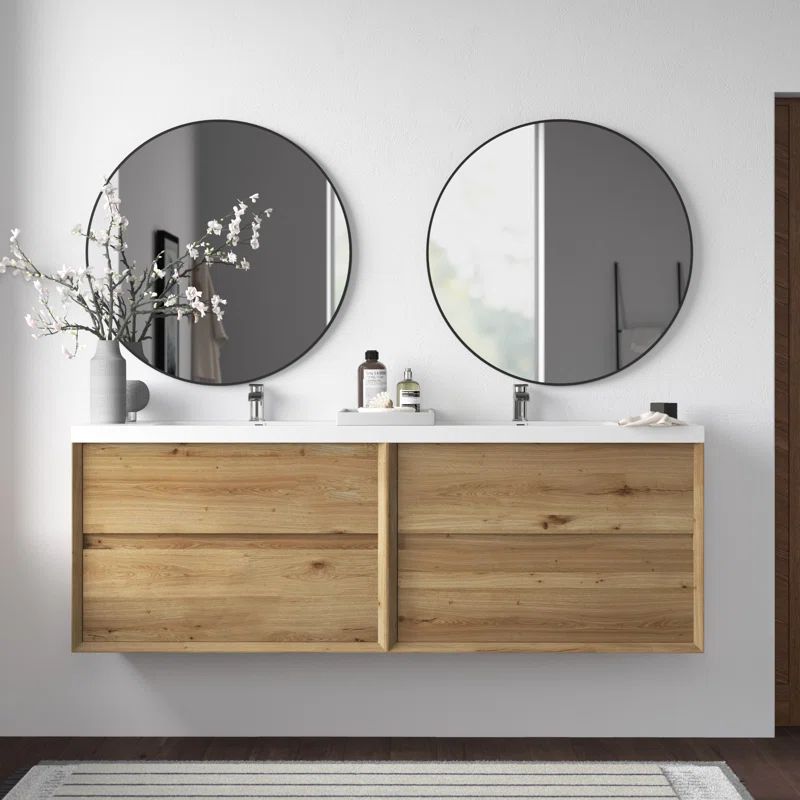Stoltenberg 72'' Wall Mounted Double Bathroom Vanity with Plastic Vanity Top | Wayfair North America