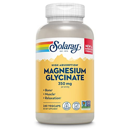 Solaray Magnesium Glycinate, New & Improved Fully Chelated Bisglycinate with BioPerine, High Absorption Formula, Stress, Bones, Muscle & Relaxation Support, 60 Day Guarantee, 60 Servings, 240 VegCaps | Amazon (US)