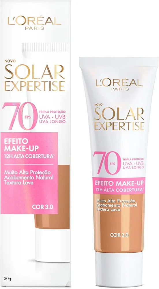 L'Oréal Paris Solar Expertise Efeito Make-Up, Protetor Solar com Cor FPS 70, Cobertura de Maquia... | Amazon (BR)