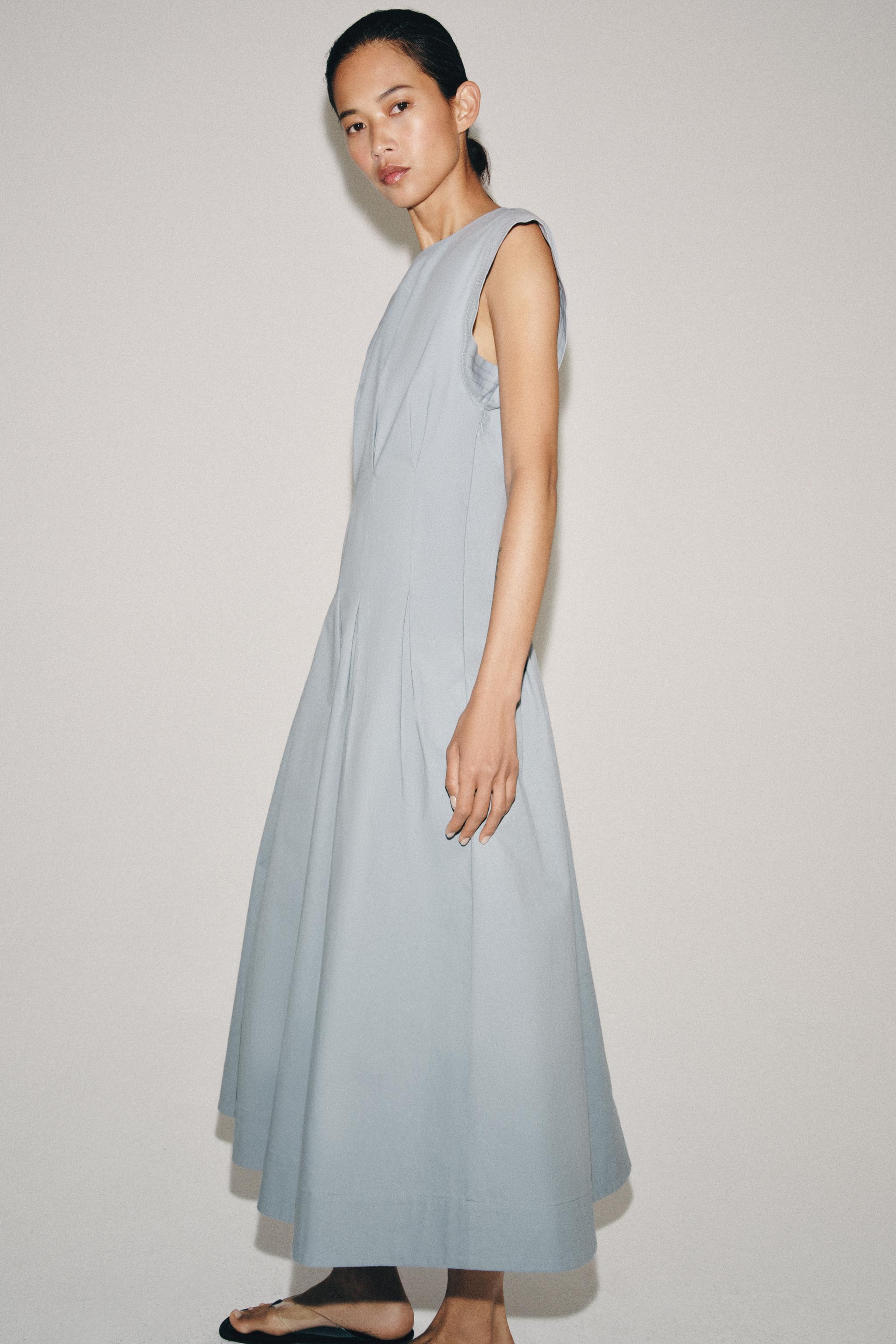 ZW COLLECTION PLEATED POPLIN DRESS | Zara US