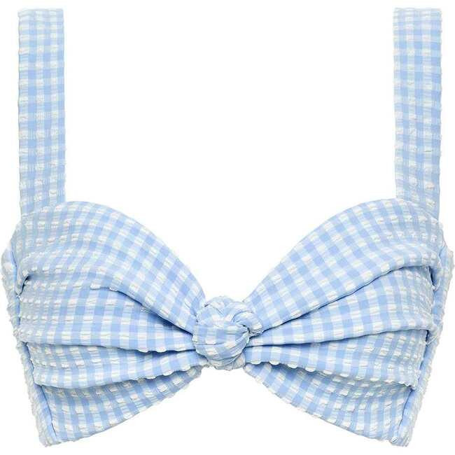 Montce Swim | Hayden Bikini Top, Peri Micro Gingham (Blue, Size X-Small) | Maisonette | Maisonette