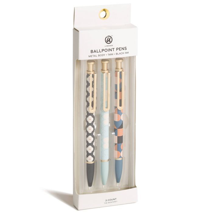 3ct Ballpoint Pens Black Ink - The Monterey - U Brands | Target