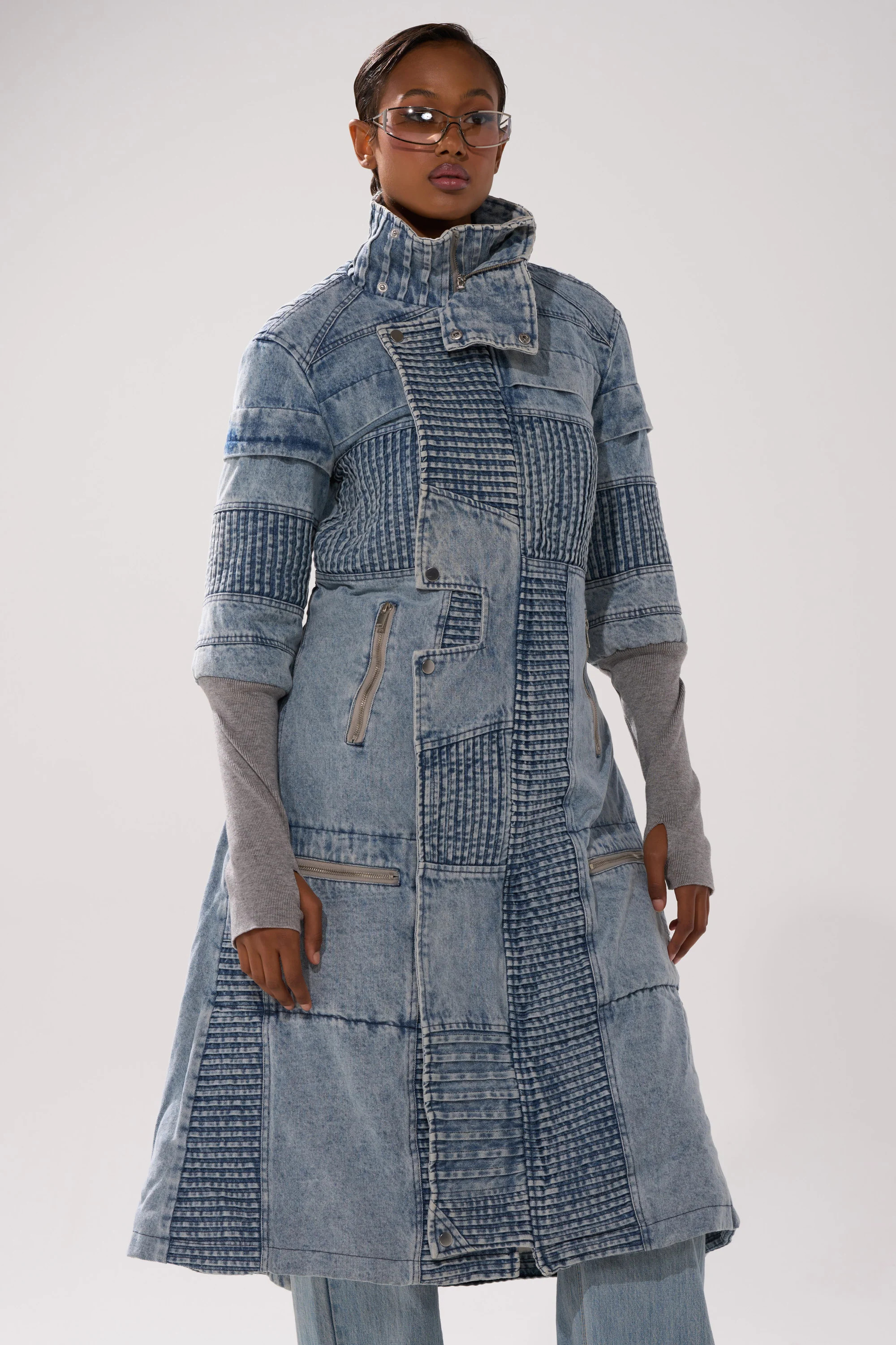 VORTEX DENIM TRENCH COAT IN BLUE | AKIRA