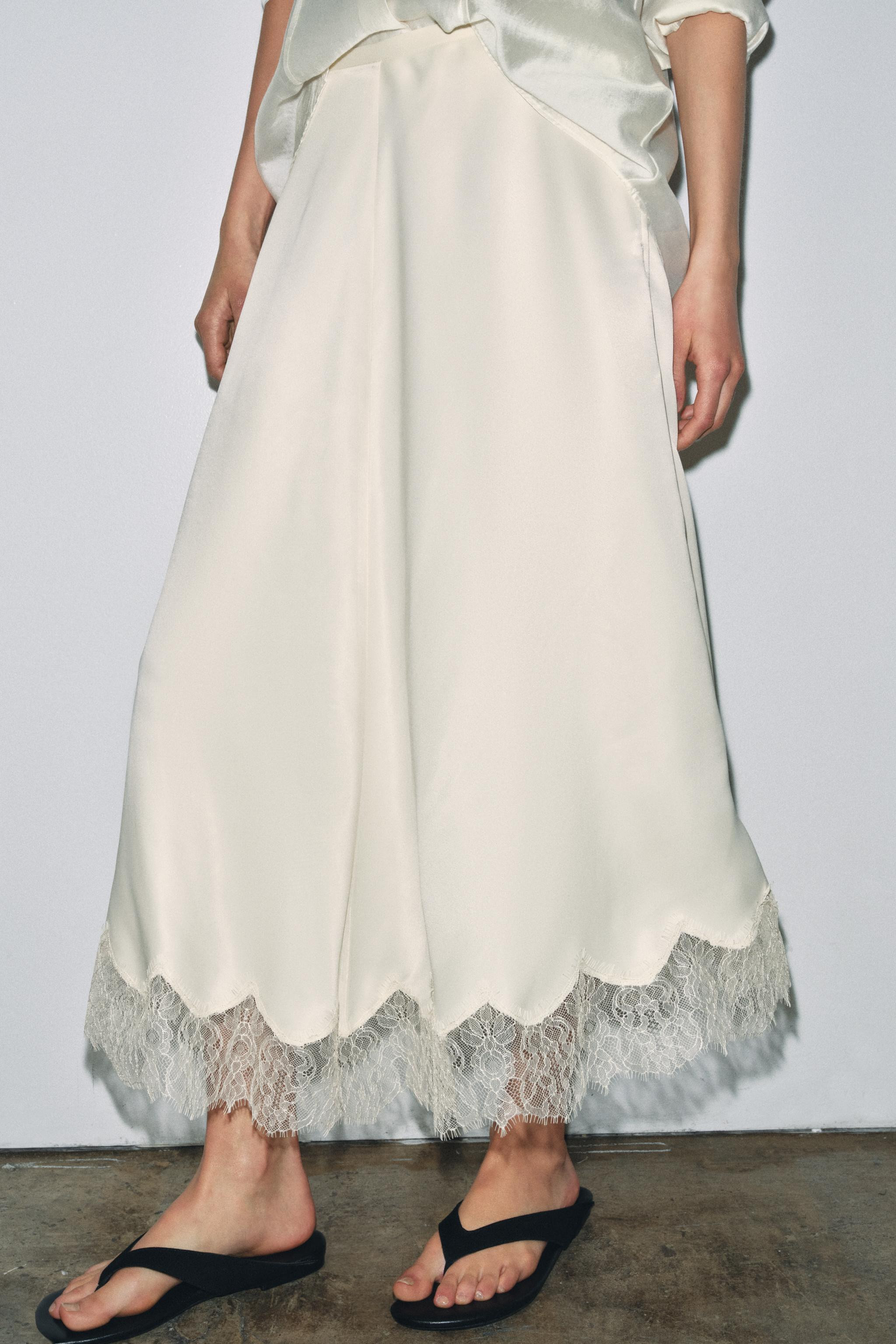 SATIN EFFECT LACE SKIRT ZW COLLECTION | Zara US