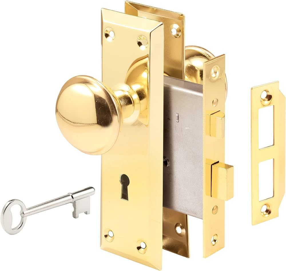 Defender Security E 2293 Mortise Lock Set, 2-3/8 In. Backset, Case Hardened Steel, Polished Brass... | Amazon (US)