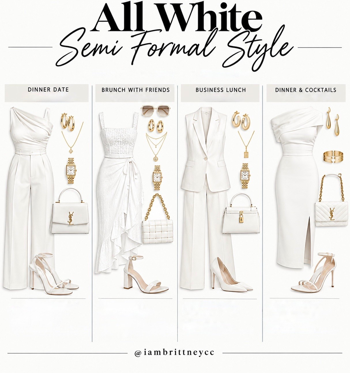 All white semi formal style ￼

#LTKgrwm #LTKootd