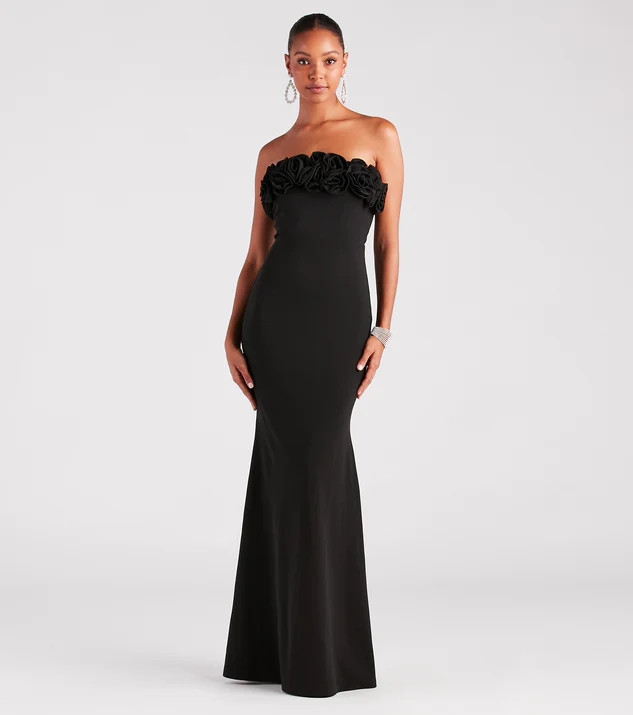 Paula Formal Crepe Rose Strapless Mermaid Dress | Windsor Stores
