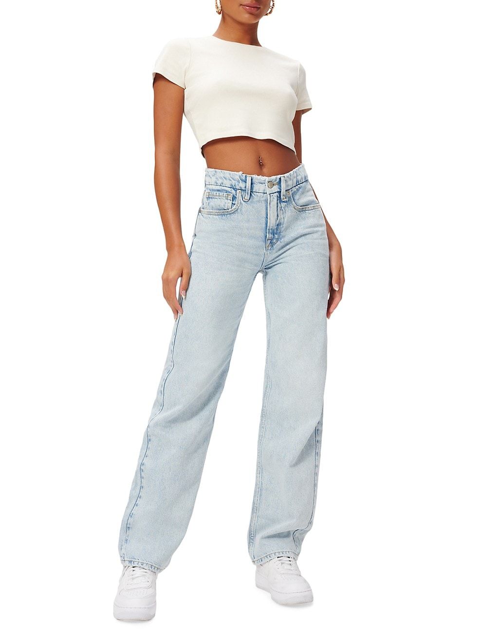 GOOD AMERICAN Good '90s High-Rise Stretch Straight-Leg Jeans | Saks Fifth Avenue