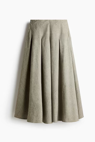 H & M - Long Pleated Skirt - Beige | H&M (US + CA)