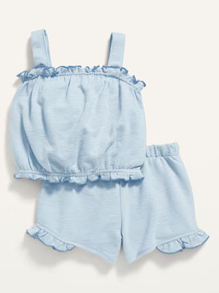 Sleeveless Ruffle-Trim Top and Shorts Set for Toddler Girls | Old Navy (US)