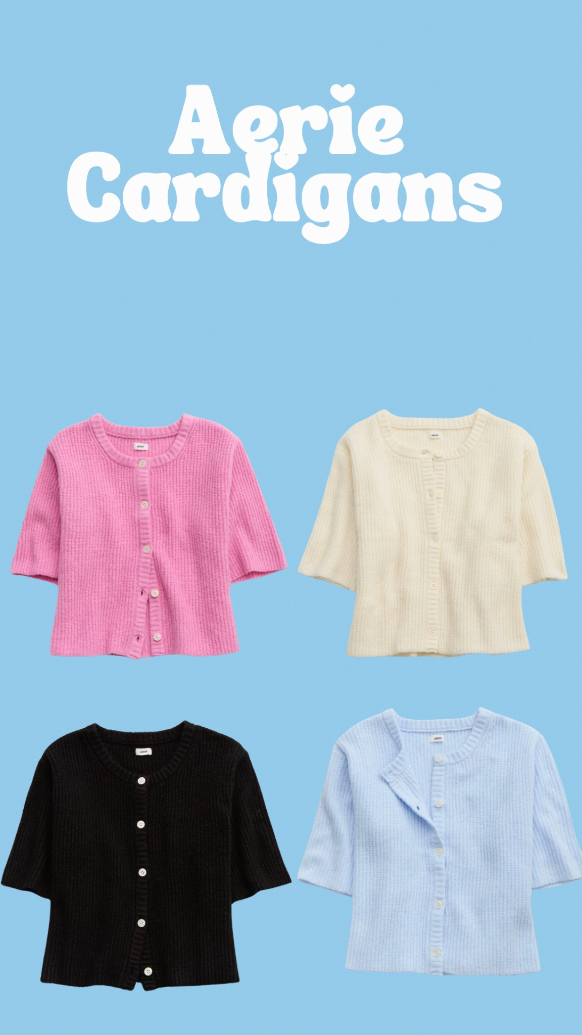 These viral short-sleeved Aerie cardigans are the perfect lightweight layer for spring. Featuring soft, ribbed fabric and a flattering cropped fit, they’re a must-have in every color. 

 #AerieStyle #SpringWardrobe #ViralCardigans #OOTD #AerieFinds

#LTKFindsUnder50 #LTKSeasonal #LTKStyleTip