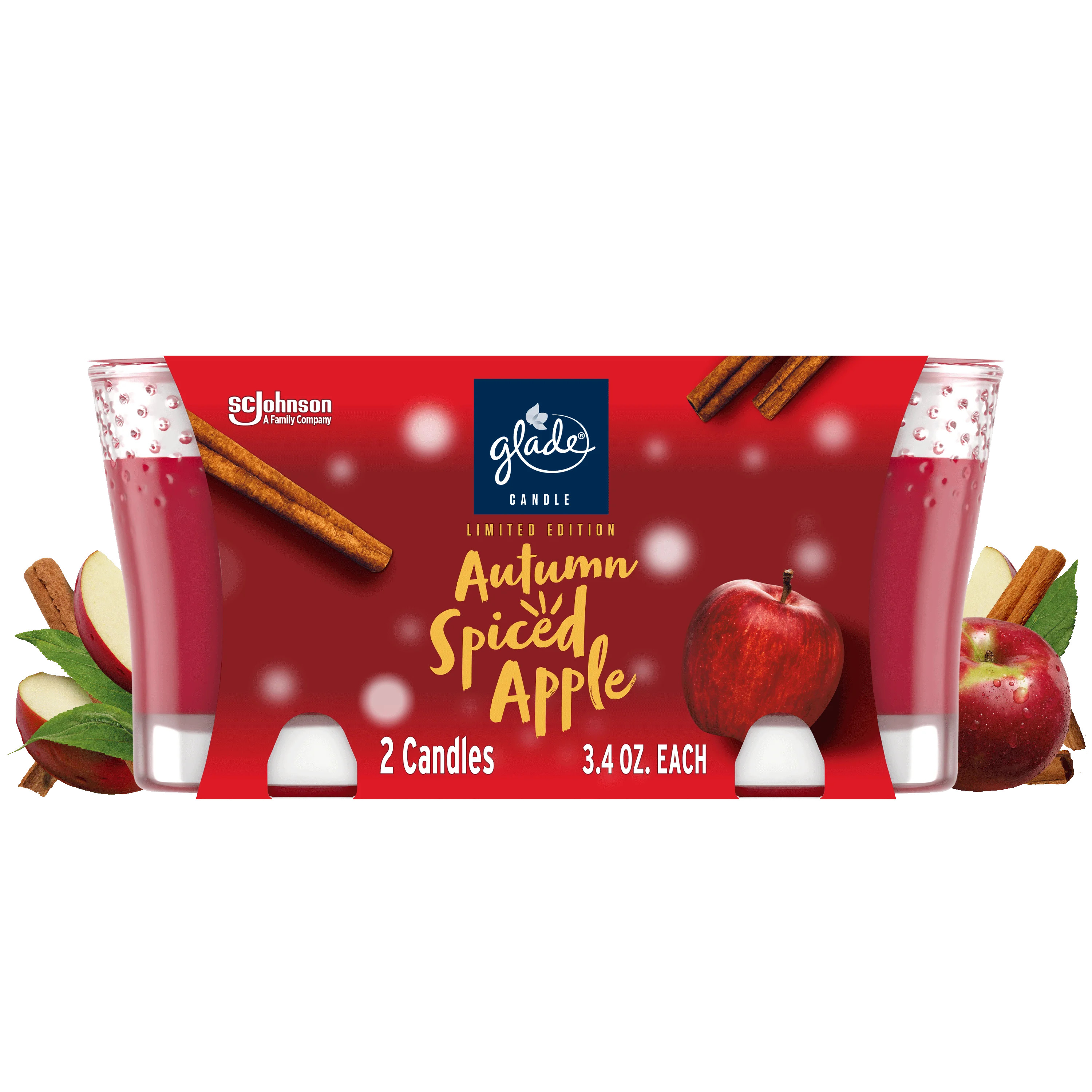 Glade Candle Autumn Spiced Apple Scent, 1-Wick, 3.4 oz (96.3 g) Each, 2 Counts, Fragrance Infused... | Walmart (US)