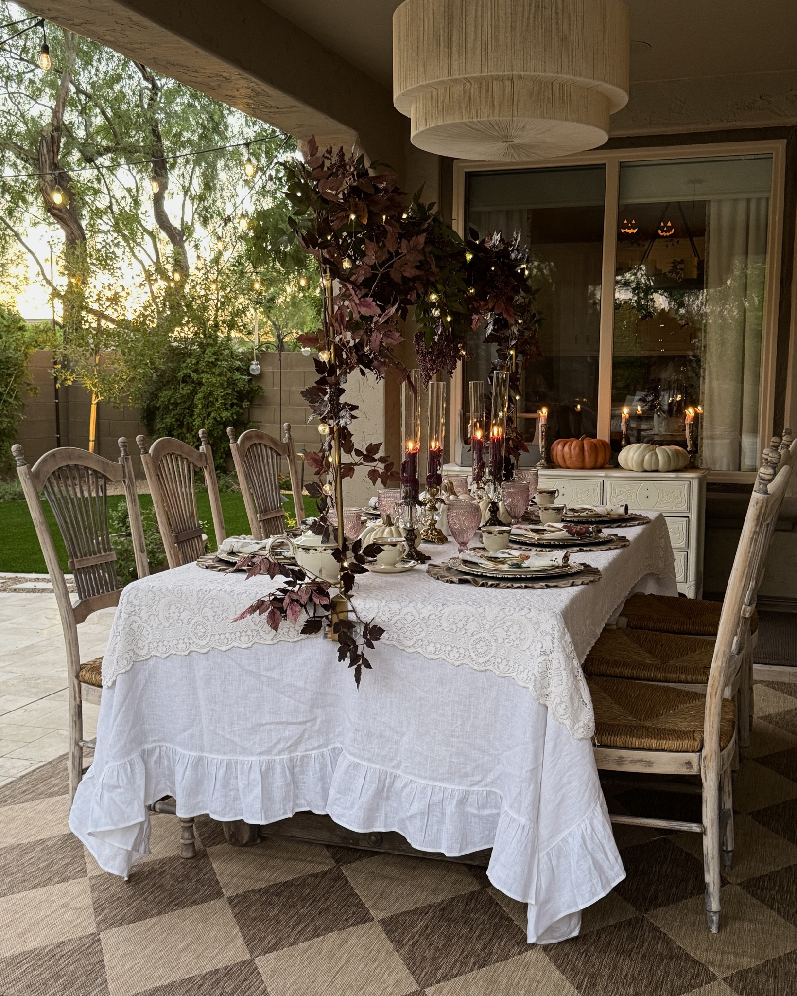 Moody Fall Romantic Table 🍂 Mix of vintage and new. 

Notes: Dishes are my wedding china, Lenox Hartwell House. Lace overlay is a family heirloom. Candlesticks are vintage finds on Etsy. Faux white pumpkins are from Hobby Lobby. 


Fall tablescape, table rod decor, fall decor, tablescape, fall home decor 

#LTKSeasonal #LTKHome #LTKFindsUnder100