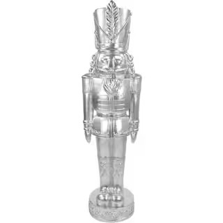 4 ft. Silver Resin Nutcracker Soldier Christmas Decoration | The Home Depot
