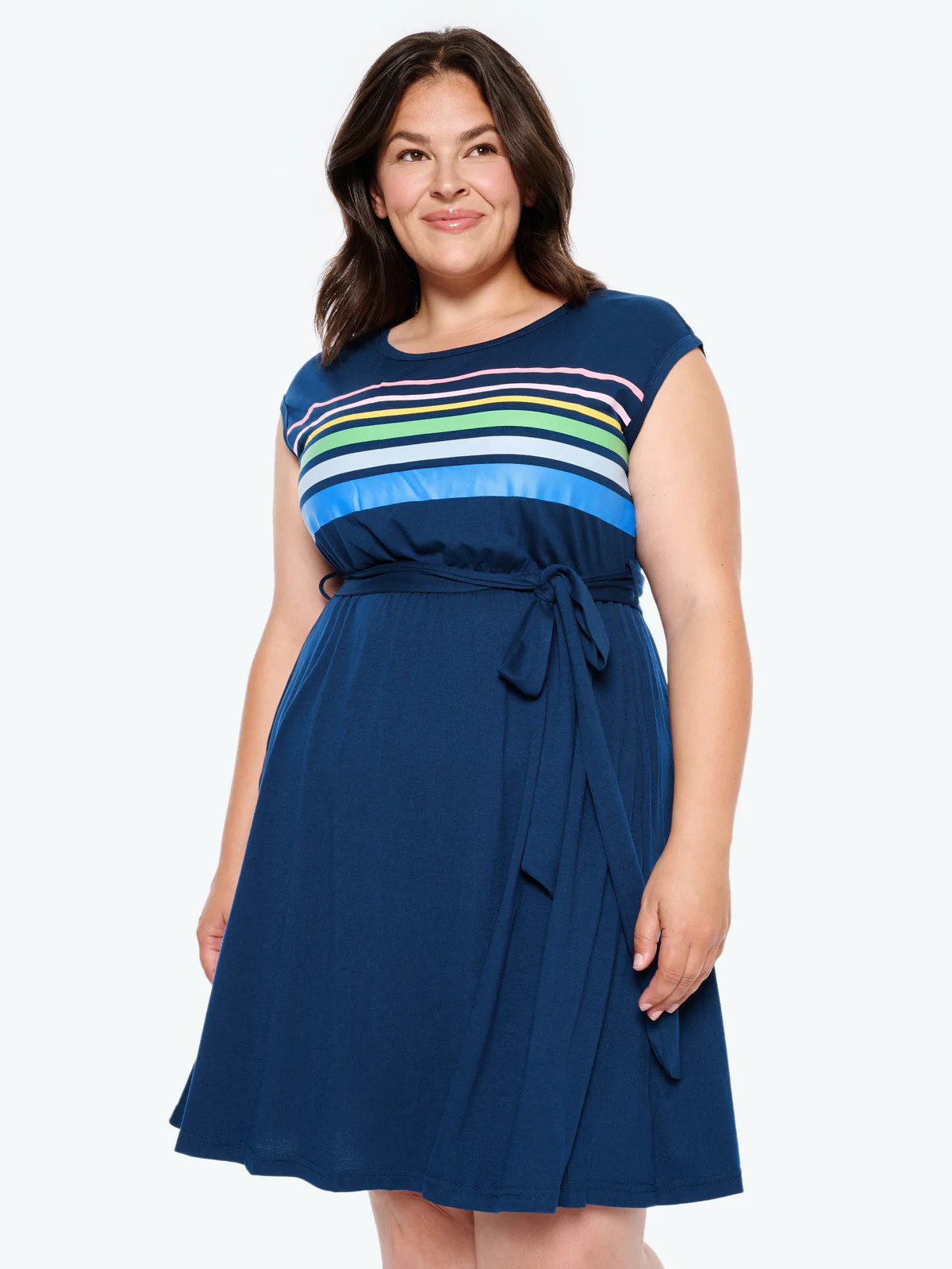 Supersoft Colorful Striped Print Mini Dress | Bloomchic